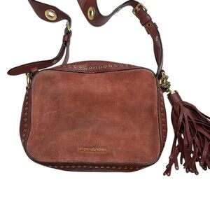 Michael Kors Burgundy & Gold Suede & Leather Brooklyn Camera Crossbody Bag, NWT!